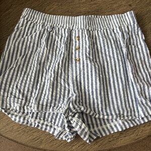 Urban Renewal Striped High Waist Shorts with Button Detail